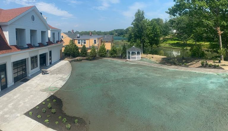 Residential hydroseeding application in Kennebunk, Maine