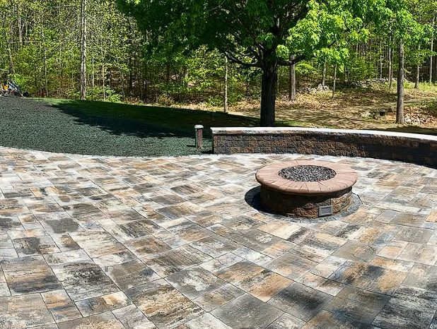 Stone walkway and steps installation