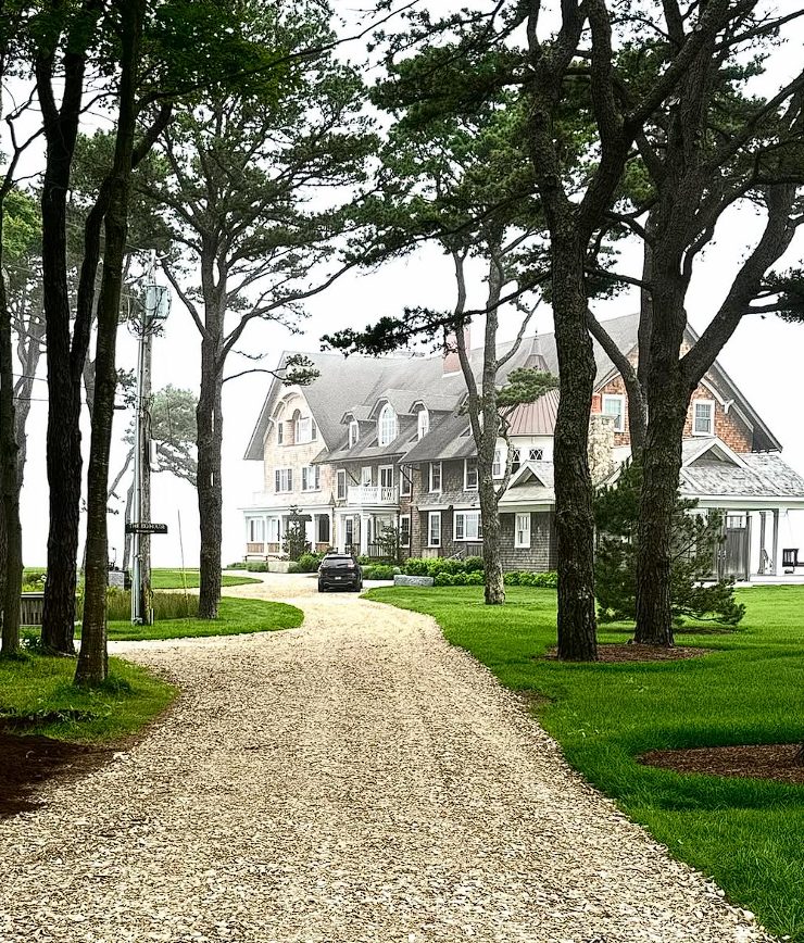 Landscape maintenance crew at work in Kennebunk, Maine